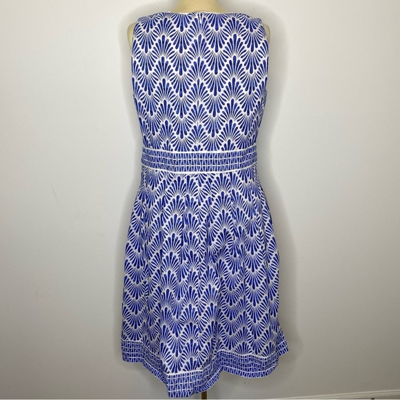 Talbots Blue Geo Mixed Print Fit and Flare Dress - Picture 4 of 14